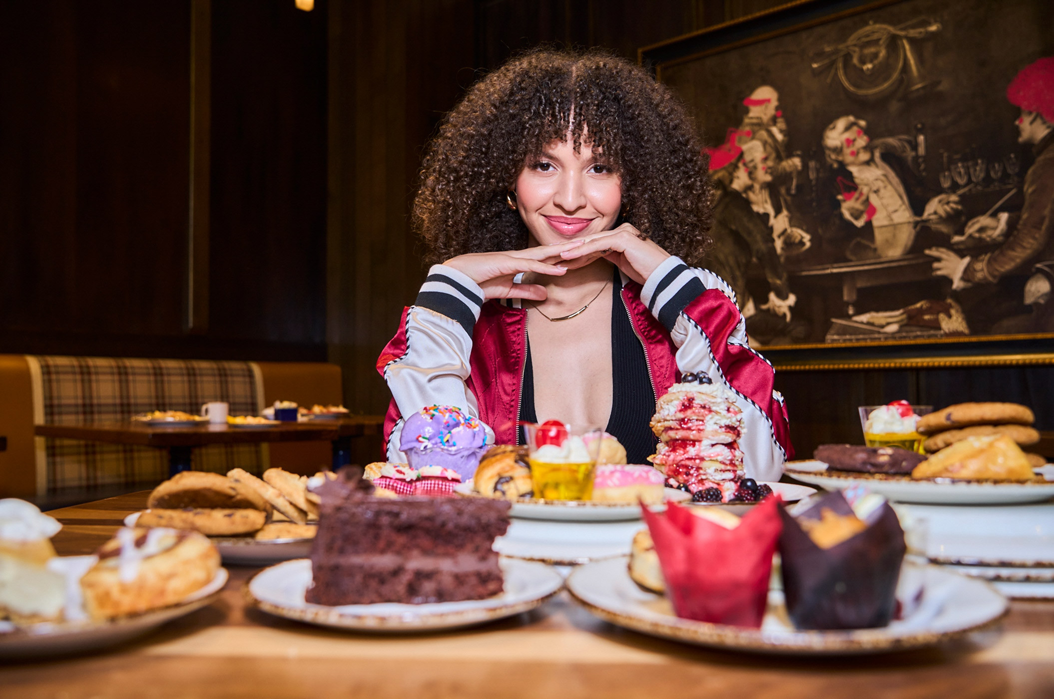 Woman at a Palms dining table
