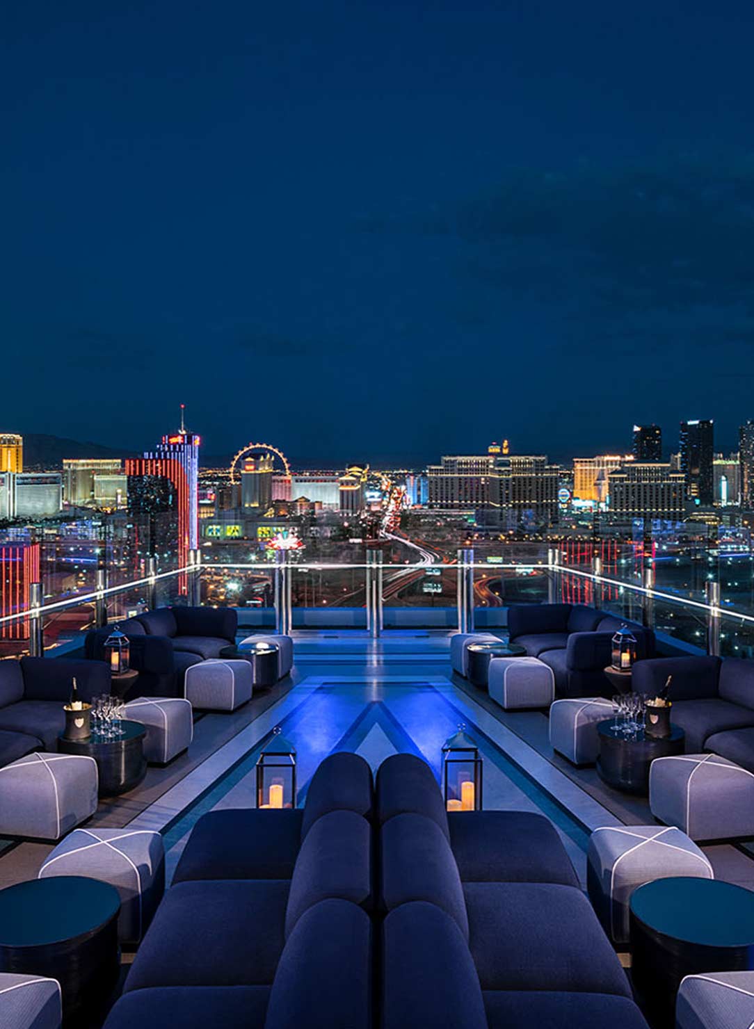 Ghostbar View at Night Overlooking the Las Vegas Strip